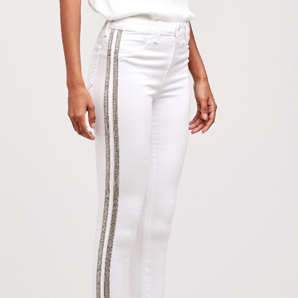 L'AGENCE Margot High Rise Double Crystal in Blanc